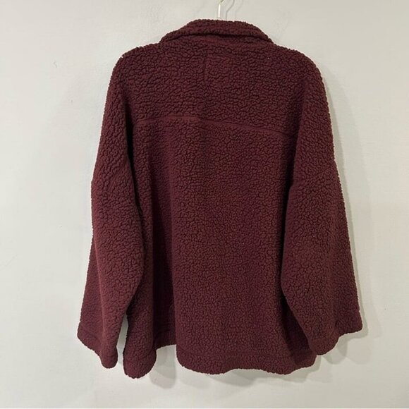 Aerie Cloud Sherpa Oversized Pullover Maroon Burgundy Red Sweatshirt Size XXL - Picture 5 of 6